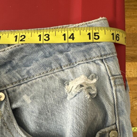 Indigo Rain Size 9 Jeans Extra Wide Leg Low Rise Organic Cotton Distressed NWT - Picture 9 of 12